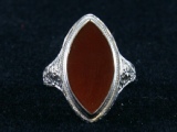 Edwardian Carnelian Filigreed Ring, 1901-1910